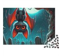 Halloween Bat Graveyard 1000 Piece Jigsaw Puzzles for Adults - Challenging Brainteasing Adults Jigsaw Puzzle, 1000pcs Puzzle for Home Decoration 38x26cm/1000pcs