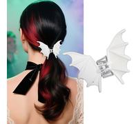Halloween Bat Hair Clips for Women Girls, White Y2K Punk Gothic Bat Hair Claw Clip - Halloween Hair Accessories, 1Pcs for Thin Thick Hair, Punk & Y2K-Style
