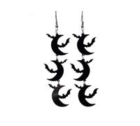 Halloween Bat Moon Spider Web Skull Earrings for Women Jewelry, One Size, Metal, No Gemstone