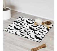 Halloween Bat Pet Feeding Mat for Cat Dog Water Bowl Food Mats Pet Feeding Mats Absorbent Nti-Slip Contain Spills Protects Floors Placemat 30.4 x 50.8 cm
