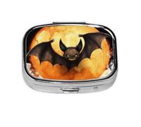 Halloween Bat Pill Case 2 Compartment Pill Box Portable Metal Pill Organizer Cute Travel Pill Container Vitamin Organizer for Purse Pocket Travel Gift