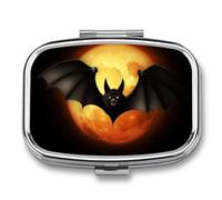 Halloween Bat Pill Case with 2 Compartment, Pill Organizer Portable Square Pill Box,Vitamin Pill Organizer for Pocket Purse and Travel