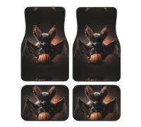 Halloween Bat Print Car Foot Mat Four-Piece Set Full Set With Non-Slip Rubber Backing