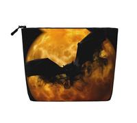 Halloween bat Printed Single-Layer Cosmetic Bag Faux Linen Material Large Capacity Coin Purse Travel and Business Trip Essential