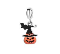Halloween Bat Pumpkin Charm fits Pandora Charms Moments Bracelets Black Magical
