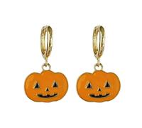Halloween Bat Pumpkin Maple Leaf Autumn Earrings Exquisite Metal Dangle Drop Gothic Holiday Jewelry for Women (D, 3. 6cm)