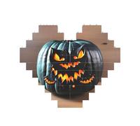 halloween Bat Pumpkin Print 3D Jigsaw Art Brick Puzzle Heart-Shaped Desk Decor Building Blocks 30 pieces DIY Gift