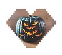 Halloween Bat Pumpkin Print Art Brick Puzzle Heart Shaped DIY Building Blocks Set 3D Jigsaw Home Decor 82 Pieces