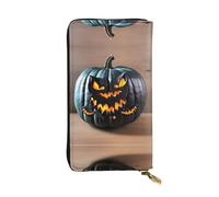halloween Bat Pumpkin Print Leather Long Clutch Wallet – Fashionable Personalized Wallet, Multiple Card Slots, Gift Ready, Black, One Size