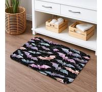 Halloween Bat Quick Dry Bath Mat, Colorful Flying Bats Absorbent Non Slip Shower Mat, Stylish Memory Foam Washable Bath Rugs for Bathroom Toilet Restroom Decorative 20x32 Inch