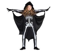 Halloween Bat Skeleton Costume, Halloween Bat Dress Up Costumes, Hooded & Attached Wings, Child Fancy Dress for Kids Costume Party Bicycle Seat