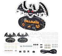 Halloween Bat Soldering Project, ICSTATION Bat Soldering Practice Kit With 5 Lighting Modes Glow Halloween Elements DIY Electronic Kits for School Education Halloween Present Desktop Decorations