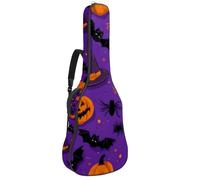 Halloween Bat Spider Black Cat Pumpkin Witch Hat Acoustic Guitar Bag Thick Padded, Waterproof Guitar Gig Bag for 40 41 42 Inch Guitars