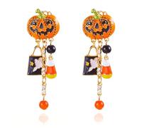 Halloween Bat Spooky Dangle Earring Spider Web Drop Earring Candy Basket Drop Earrings Pumpkin Ghost Dangle Earrings for Women Holiday Night Costume Jewelry, Zinc, Created Zircon