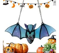Halloween Bat Stained Glass Sun Catcher - Bat Pendant Rainbow Maker Ornament | Reusable and Portable Acrylic Bat Decoration for Window, Garden, Christmas Tree, Home or Bedroom Fowybe