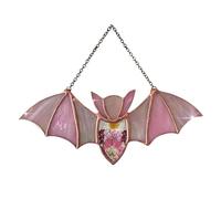 Halloween Bat Stained Glass Suncatcher Window Hanging 2D Acrylic Bats Wall Art Decoration Horror Gothic Home Decor Festival Colorful Bat Home House Venue Arrangement Props (Pink)