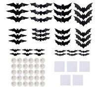 Halloween Bat Stickers - 11.81x7.87x1.18 Inches PVC 3D Decorations, 36 Piece Lighted Home Ornament Collection, Glowing Novelty Decals | Porch Bedroom School Door Party Haunted House Yard Office