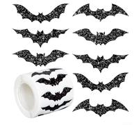 Halloween Bat Stickers Roll, Waterproof Shiny Decal Roll Festive Black Bat Stickers For Spooky Celebrations And Festive Decorations(Black)