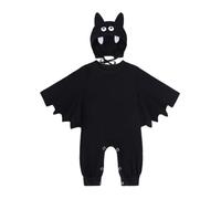 Halloween Bat Vampire Hooded Onesie Kids Black Hat Wing Cloak Jumpsuit