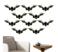 Halloween Bat Wall Decor, Glowing Gothic Bat Decorations Set, 10 Piece Light-Up Halloween Wall Accent for Bedroom Haunted House Front Door Yard Porch Home Bathroom Classroom Use