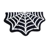 Halloween Bath Mat 31.5x19.69 Inch Spider Web Rug Non-Slip Gothic Rug Half Round Shaped Area Rugs Halloween Home Decor for Front Door Bedroom, Spider Web