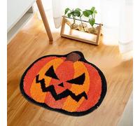 Halloween Bath Mat Cute Pumpkin Fall Non Slip Absorbent Shower Rug Soft Bathroom Carpet For Home Bedroom Living Room (Orange, 80X60cm)