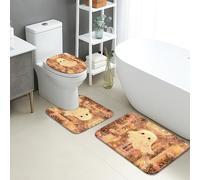 Halloween Bathroom Mat Sets 3 Piece, Cute Ghost Floral Absorbent Non Slip Toilet Rugs U Shaped Washable, Fanciful Rose Quick Dry Memory Foam Bathroom Rug Set
