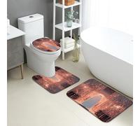 Halloween Bathroom Mat Sets 3 Piece, Enchanted Forest Ghosts Absorbent Non Slip Toilet Rugs U Shaped Washable, Spooky Floral Quick Dry Memory Foam Bathroom Rug Set