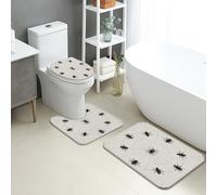 Halloween Bathroom Mat Sets 3 Piece, Spider Web Black Spiders Absorbent Non Slip Toilet Rugs U Shaped Washable, Seasonal Quick Dry Memory Foam Bathroom Rug Set