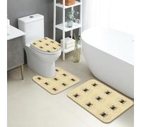 Halloween Bathroom Mat Sets 3 Piece, Spooky Spider Webs Absorbent Non Slip Toilet Rugs U Shaped Washable, Fun Quick Dry Memory Foam Bathroom Rug Set