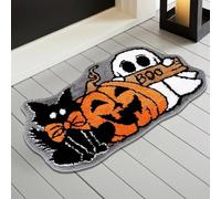 Halloween Bathroom Rugs, Soft Non-Slip Pumpkin Spider Web Ghost Bath Mats, Water Absorbent Gothic Shower Rug, Front Door Welcome Mat, Autumn Halloween Home Decoration