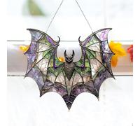 Halloween Bats - Bat Decor | Wall Bats | Bat for Window Decor | Colorful Bat Hanging Decoration Halloween | Halloween Bat Stained Glass Window Hangings| Acrylic Stained Glass Sun Catcher