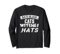Halloween Bats Black Cats Witches Hats Graphic Long Sleeve T-Shirt