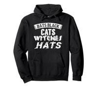 Halloween Bats Black Cats Witches Hats Graphic Pullover Hoodie