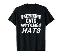 Halloween Bats Black Cats Witches Hats Graphic T-Shirt