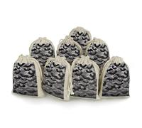 Halloween Bats Grey Bunches Pocket Cotton And Hemp with Drawstring 8 Pieces Reusable Gift Bags Jewelry Pouch for Wedding DIY Craft Party (4.9 X 6.7 Inch)