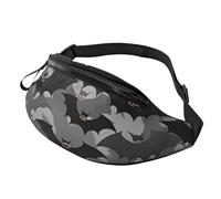 Halloween Bats Grey Fanny Pack for Men Women, Waterproof Sports Waist Bag Fashion Belt Bag Crossbody Bags Hip Bum Bag with Adjustable Strap Large Sling Bag Purse for Travel Hiking