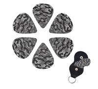 Halloween Bats Grey Guitar Picks 6 Pack, 0.96mm Thickness Celluloid Bass Pick with Leather Guitar Pick Holder Keychain Abstract Art Pics Plectrum for Acoustic Electric Guitar, Ukulele, Bass