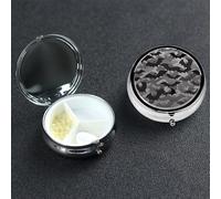Halloween Bats Grey Pill Box with Mirror 3 Compartment Decorative Pill Case for Purse or Pocket Small Round Pill Organizer Weekly Metal Medicine Tablet Vitamin Holder Travel Gift
