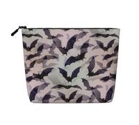 Halloween Bats Grey Portable Makeup Case Fake Hemp, Women's Travel Organizer Large Capacity Zippered Pouch