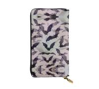Halloween Bats Grey Print Leather Long Clutch Wallet â€“ Fashionable Personalized Wallet, Multiple Card Slots, Gift Ready, Black, One Size