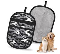 Halloween Bats Grey Print Pet Hair Remover Gloves Grooming Shedding Home Cleaning Deshedding Tool