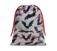 Halloween Bats Grey Print Present Bag, Reusable Organizer For Holiday Celebrations, Xmas Party Favors