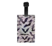 Halloween Bats Grey Print PVC Luggage Tag Versatile ID Holder for Strollers and Bags Practical Travel Accessory Multi-Use