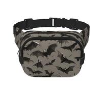 Halloween Bats Grey Print Square Double Layer functionality Waist Bag Unisex Crossbody Pack Travel Workout, Black, One Size