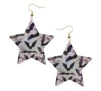 Halloween Bats Grey Statement Earrings for Women, Star Drop Earrings, Elegant Dangle Jewelry for Formal Gatherings