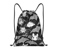 Halloween Bats Grey Title: Lightweight Drawstring Duffel Bag â€“ Water-Resistant Foldable Gym Sack with Adjustable Shoulder Strap, Ideal for Sports, Yoga, Travel and School