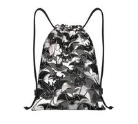Halloween Bats Grey Title: Lightweight Drawstring Duffel Bag â€“ Water-Resistant Foldable Gym Sack with Adjustable Shoulder Strap, Ideal for Sports, Yoga, Travel and School