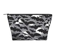 Halloween Bats Grey Travel Makeup Bag - Trapezoidal Portable Cosmetic Organizer Bag - Durable, Spacious, and Versatile