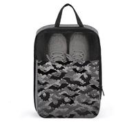 Halloween Bats Grey Travel Shoe Bag, Waterproof Storage Pouch with Zipper, Portable Shoe Organizer for Women And Men